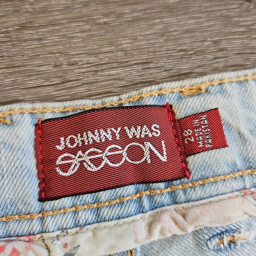 Johnny Was x Sasson Sancere Waxed Metallic Jeans Womens Size 28 Straight Y2k NWT - Picture 7 of 10